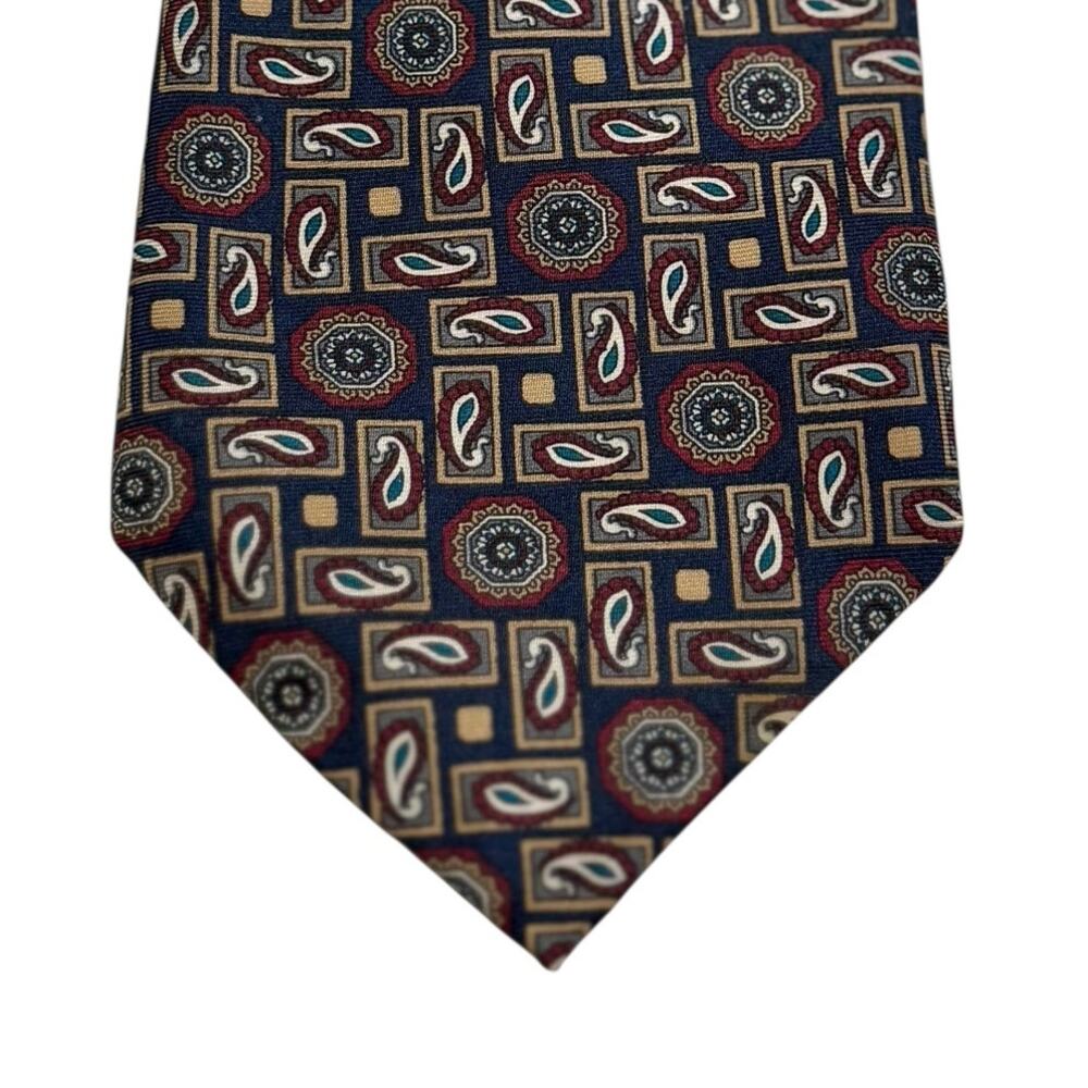 VTG Christian Dior Monsieur All Silk Geometric Paisley Medallion Necktie Italy